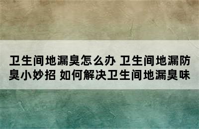 卫生间地漏臭怎么办 卫生间地漏防臭小妙招 如何解决卫生间地漏臭味